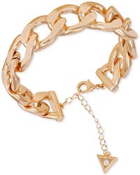 Guess - Tone Logo-detail Graduated Chunky Curb Chain Bracelet - Lyst