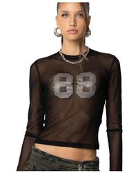 Edikted - 88 Rhinestone Sheer Mesh Top - Lyst
