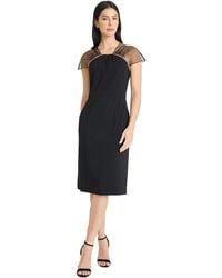 Maggy London - Mesh Shoulder Detail Midi Dress - Lyst