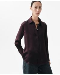 Mango - Silk Satin Shirt - Lyst