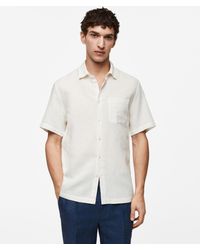 Mango - Regular-fit Linen Short-sleeved Shirt - Lyst