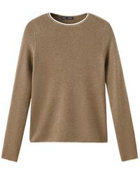Mango - Ribbed-knit Contrast-trim Crewneck Long-sleeve Sweater - Lyst