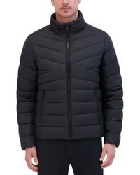 Kenneth Cole - Quilted Lightweight Hooded Zip-front Puffer Jacket - Lyst