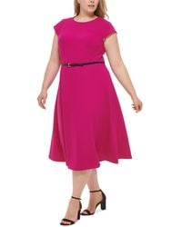 Tommy Hilfiger - Plus Size Cap-sleeve Belted Fit & Flare Dress - Lyst