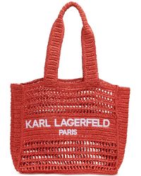 Karl Lagerfeld - Antibes Woven Straw Large Tote - Lyst