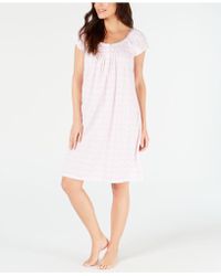 Miss Elaine Printed Silky Knit Short Nightgown - Pink