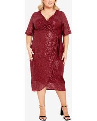 Avenue - Plus Size Naomi Sequin Wrap Midi Dress - Lyst