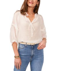 Vince Camuto - Ruffled-sleeve Tie-neck Top - Lyst