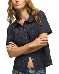 Lucky Brand - Gingham Peter Pan Collar Short-sleeve Blouse - Lyst