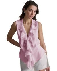 BCBGMAXAZRIA - Ruffled V-neck Sleeveless Blouse - Lyst