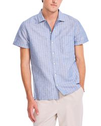 Nautica - Striped Short-sleeve Button-up Linen Shirt - Lyst