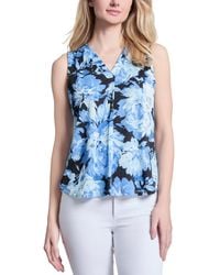 Jones New York - Moss Crepe Pleat-front Top - Lyst