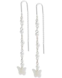 Lucky Brand - Tone Mother-of-pearl Butterfly Threader Earrings - Lyst
