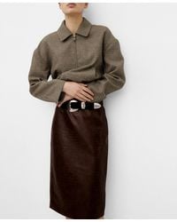 Mango - Croc-effect Midi-skirt - Lyst
