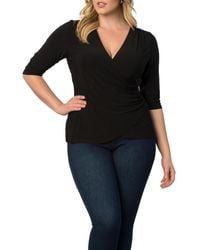 Kiyonna - Plus Size Femme Fatale Faux Wrap Top - Lyst