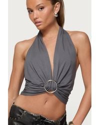 Edikted - Nessie Metal Ring Backless Halter Top - Lyst