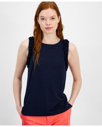 Tommy Hilfiger - Solid-color Textured Ruffled Tank Top - Lyst