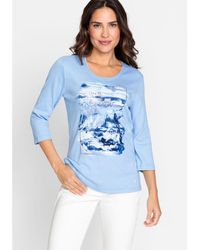 Olsen - 100% Cotton 3/4 Sleeve Placement Print T-shirt - Lyst