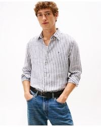 Tommy Hilfiger - Long Sleeve Casual Linen Button Down Shirts In Regular Fit - Lyst