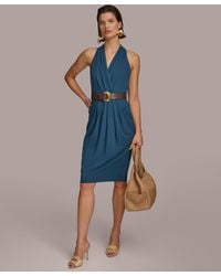 Donna Karan - Belted Sheath Dress - Lyst