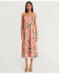 The Good Journey - Printed Square-neck Sleeveelss Midi Dress - Lyst