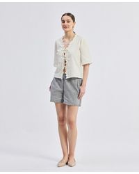 REISTOR - Relaxed Fit Top With Ruffles And Front-ties - Lyst