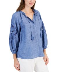 Charter Club - 100% Linen Delave Eyelet Top - Lyst