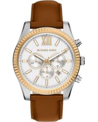 Michael Kors - Lexington Chronograph Leather Watch - Lyst