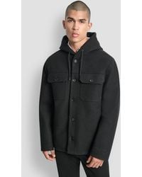 DKNY - Faux Wool Hooded Shirt Jacket - Lyst
