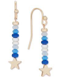 Lucky Brand - Two-tone Star & Mixed Bead Linear Drop Earrings - Lyst