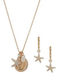 Anne Klein - Gold-tone Mixed Stone Ocean Charms Pendant Necklace & Starfish Drop Earrings Set - Lyst