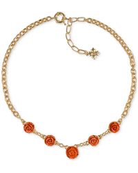 Patricia Nash - Gold-tone Carved Rose Statement Necklace - Lyst