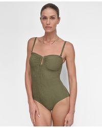 DKNY - Textured Shirred One-piece Swimsuit - Lyst