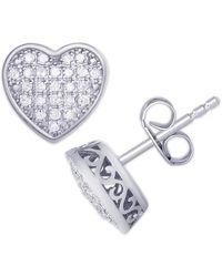 Macy's - Diamond 1/4 Ct. T.w. Pave Heart Stud Earrings - Lyst
