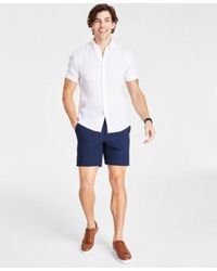 Michael Kors - Slim Fit Yarn Dyed Linen Shirt Benjamin Stretch 8 Tech Shorts - Lyst