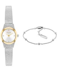 Calvin Klein - Ck Contemporary Silver Tone Stainless Steel Bracelet Gift Set Watch - Lyst