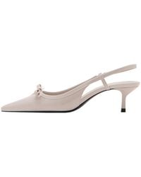 Mango - Pointed-toe Bow Kitten-heel Slingback Pumps - Lyst