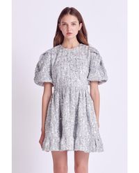 English Factory - Sequin Tweed Tiered Mini Dress - Lyst