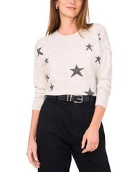 Vince Camuto - Cozy Crewneck Star-print Dropped-shoulder Sweater - Lyst