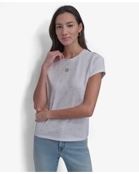 DKNY - Rhinestones Crewneck T-shirt - Lyst