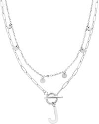 Adornia - Silver Tarnish Resistant Confetti And Paperclip Layered Initial toggle Necklace - Lyst