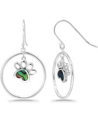 Macy's - Abalone Inlay "paw" Circle Fishhook Drop Earrings - Lyst