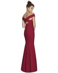 dessy off the shoulder crossback gown