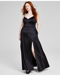 City Studios - Trendy Plus Size Strappy Rhinestone Lace-up-back Gown - Lyst