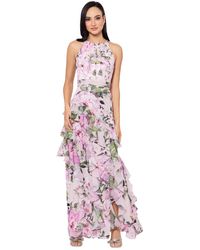 Xscape - Printed High-neck Sleeveless Dress - Lyst