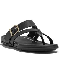 Fitflop - Gracie Buckle Leather Strappy Toe-post Sandals - Lyst