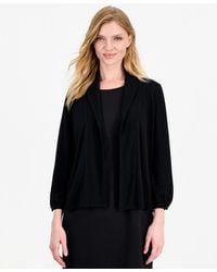 Kasper - Turn Back Collar Kissing Frt Shawl Collar Open Front Cardigan - Lyst