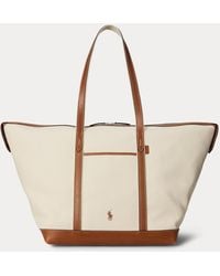 Polo Ralph Lauren - Leather-trim Canvas Large Shopper Tote - Lyst