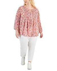 Tommy Hilfiger - Plus Size Floral Pintucked Blouse Hampton Chino Pants - Lyst