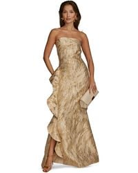 Donna Karan - Metallic Ruffled Strapless Gown - Lyst